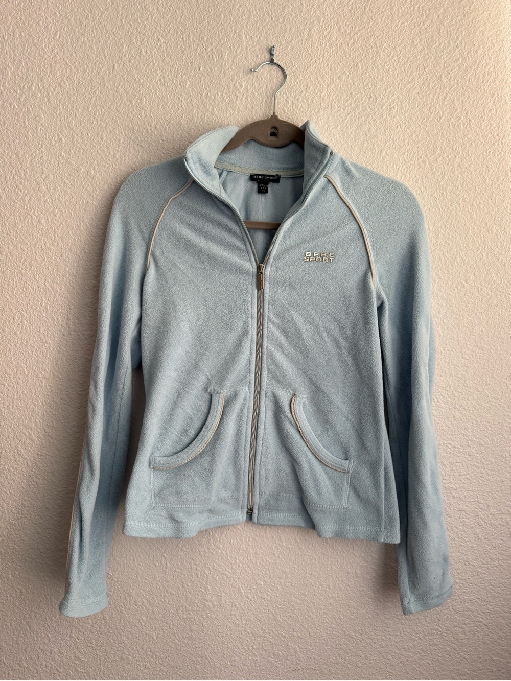 Vintage Y2K bebe sport Light Blue Full-Zip Fleece Hoodie Jacket